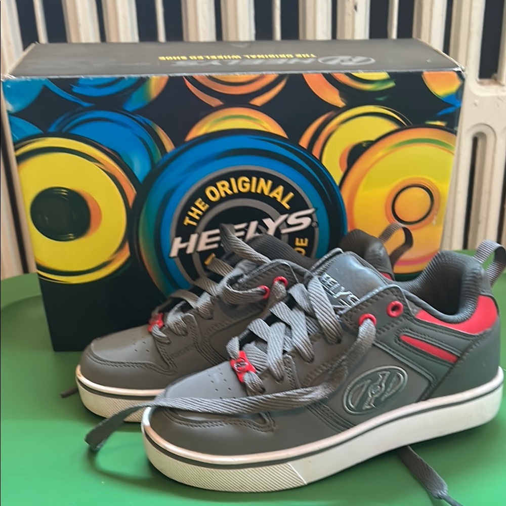 Like NEW Heelys Gray and Red Sneakers with Rubber Soles